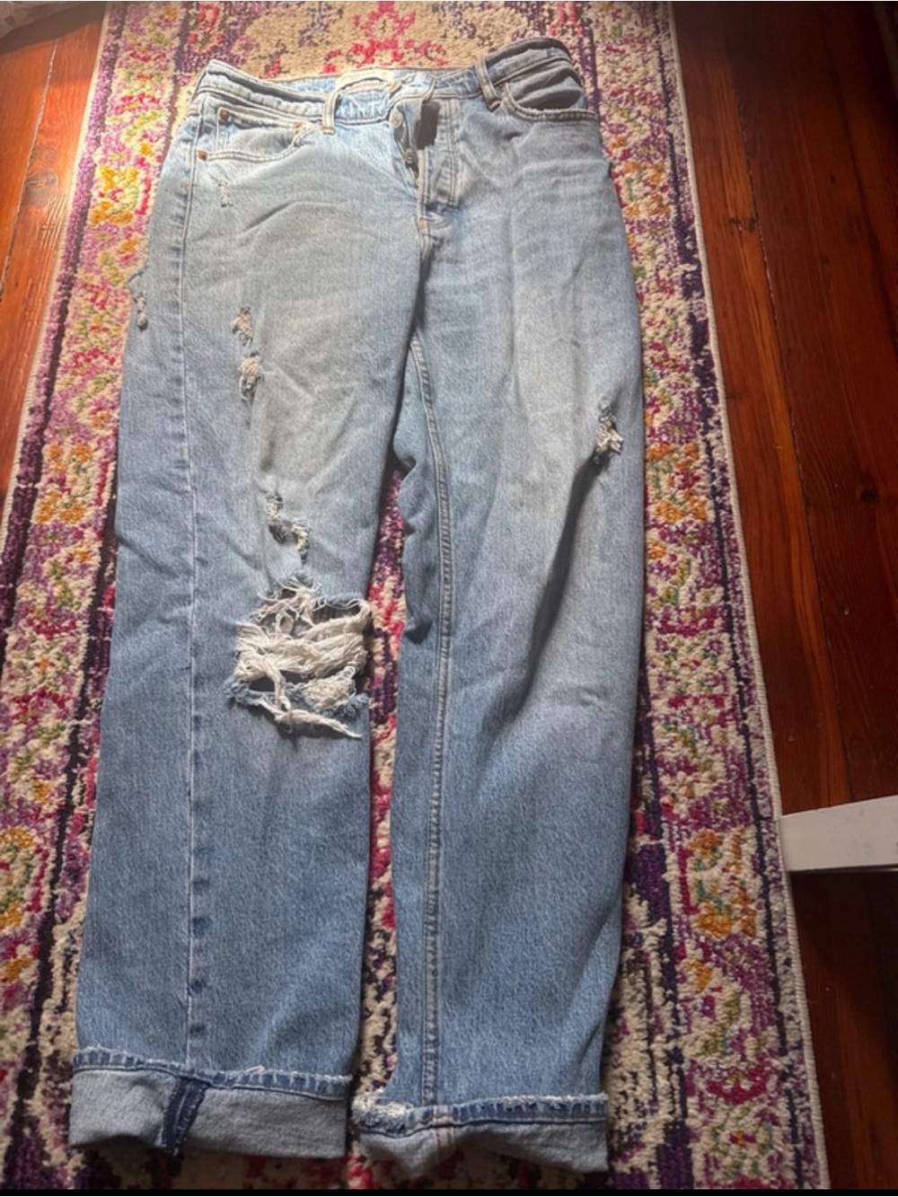 Abercrombie & Fitch Light Wash Distressed Boyfriend Jeans